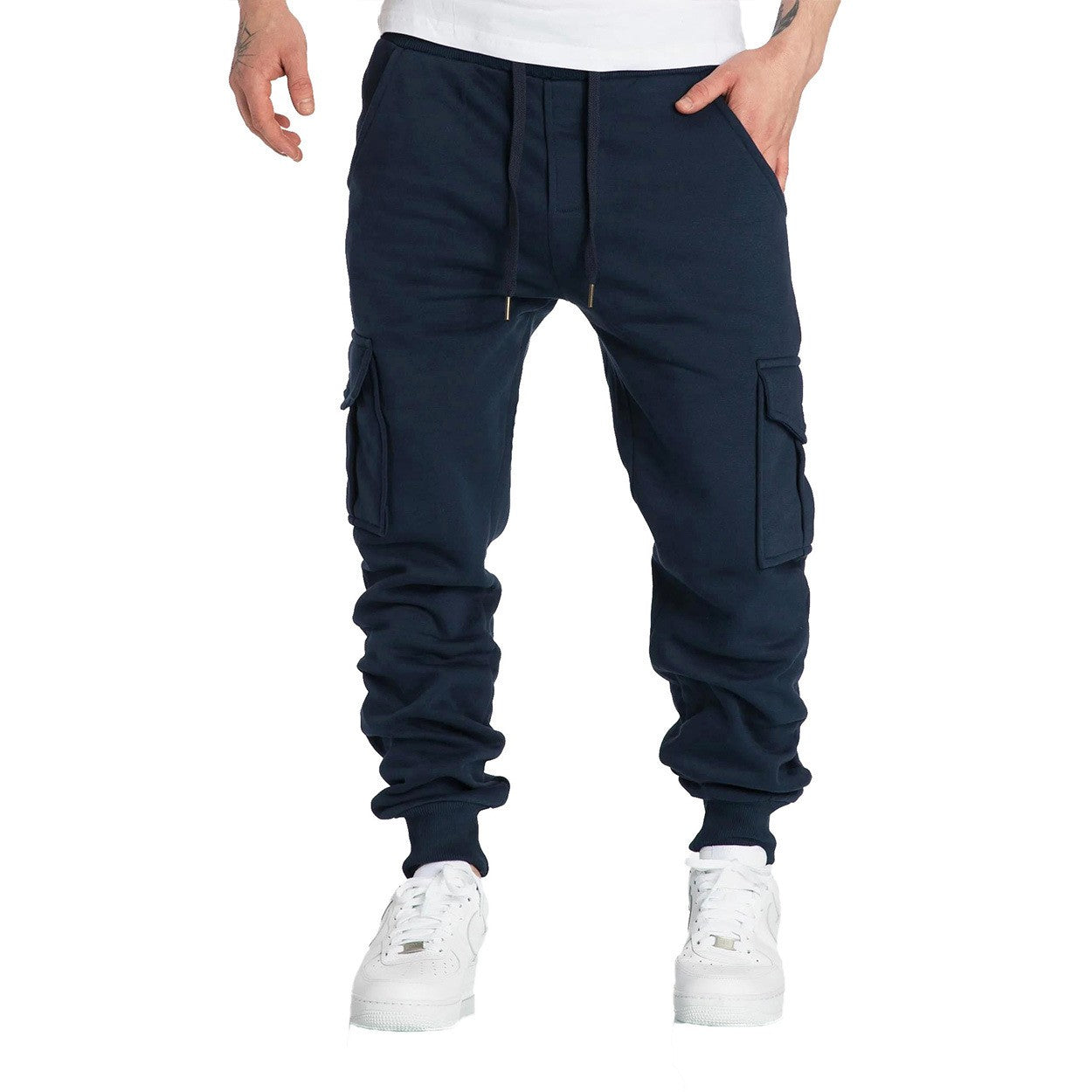Mens Sweatpants Straight Fit Joggers for Sports and Streetwear Loose Oversized Drawstring Long Pants Men Multi-pocket Pants
