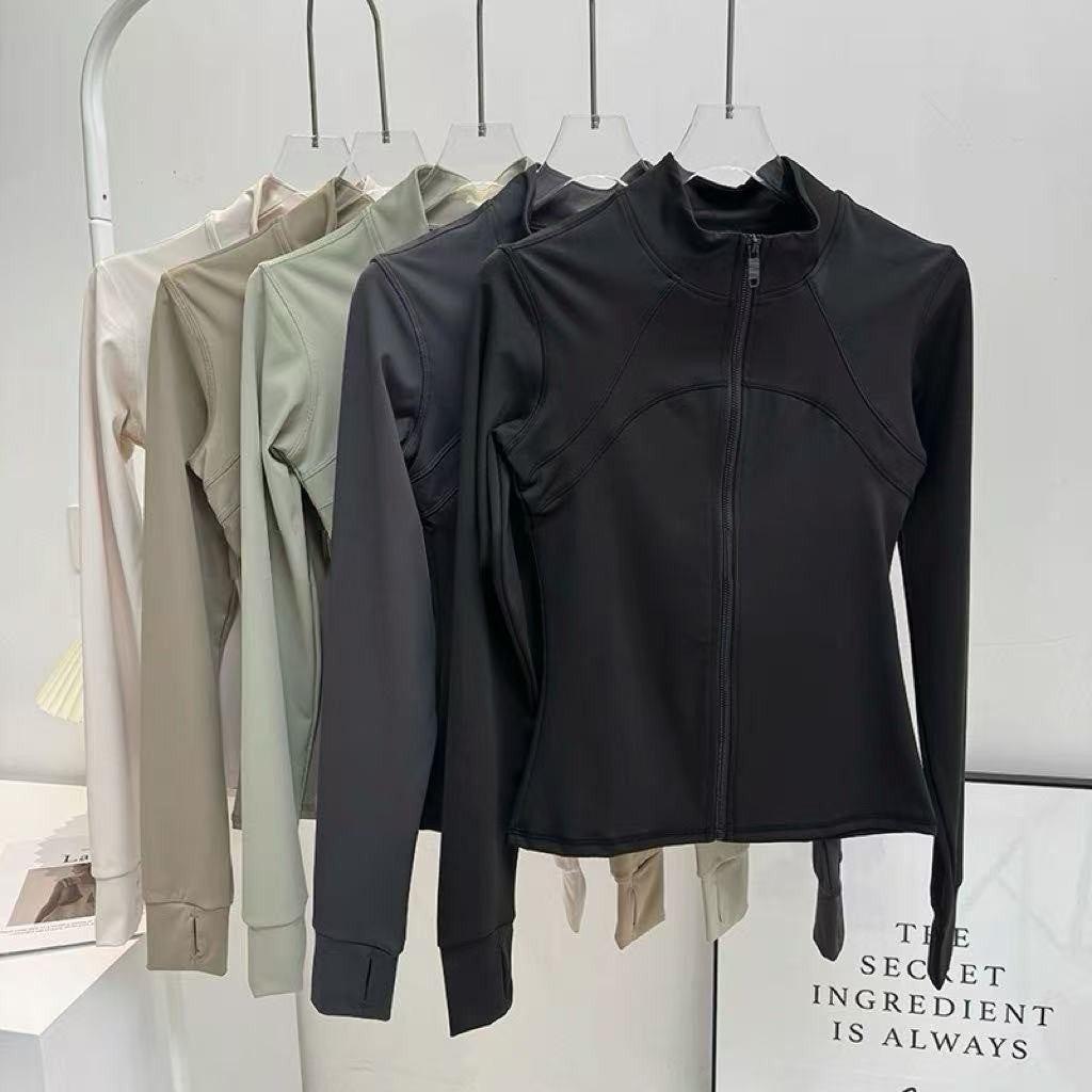 Yoga Suit Women's High-end Standing Collar Long Sleeved Sports Jacket Running Training Fitness Top Windproof Running Suit