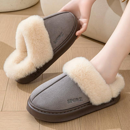 Casual Fluffy Slippers Women House Winter Plush Designer Shoes Ladies Flats Home Warm Fashion Elegant Solid Platform Footwear