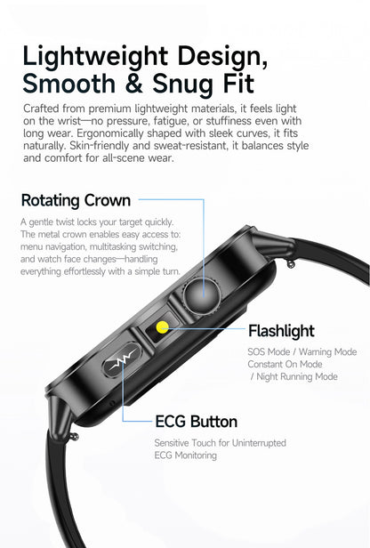 2026 New AI Health Diagnosis Smart Watch Body Analysis Uric Acid Blood lipids ECG+PPG Blood pressure call Smart watch Men Women