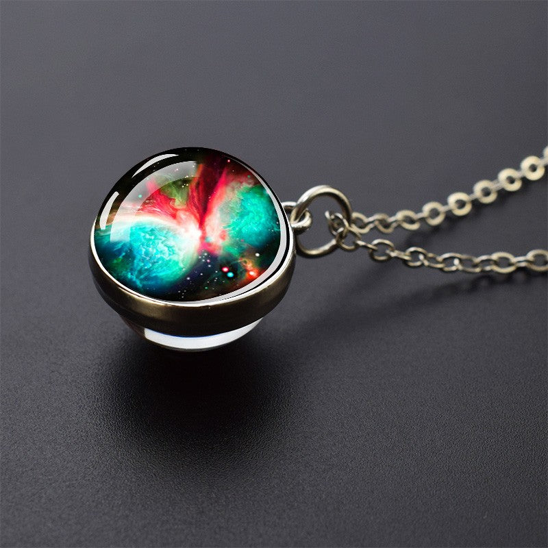Colares Aurora Yin Yang Fênix de Gelo e Fogo Pingente de Bola de Vidro Dupla Face Colar de Correntes da Moda Joias Legais Feminino Masculino