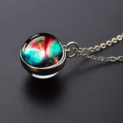 Colares Aurora Yin Yang Fênix de Gelo e Fogo Pingente de Bola de Vidro Dupla Face Colar de Correntes da Moda Joias Legais Feminino Masculino