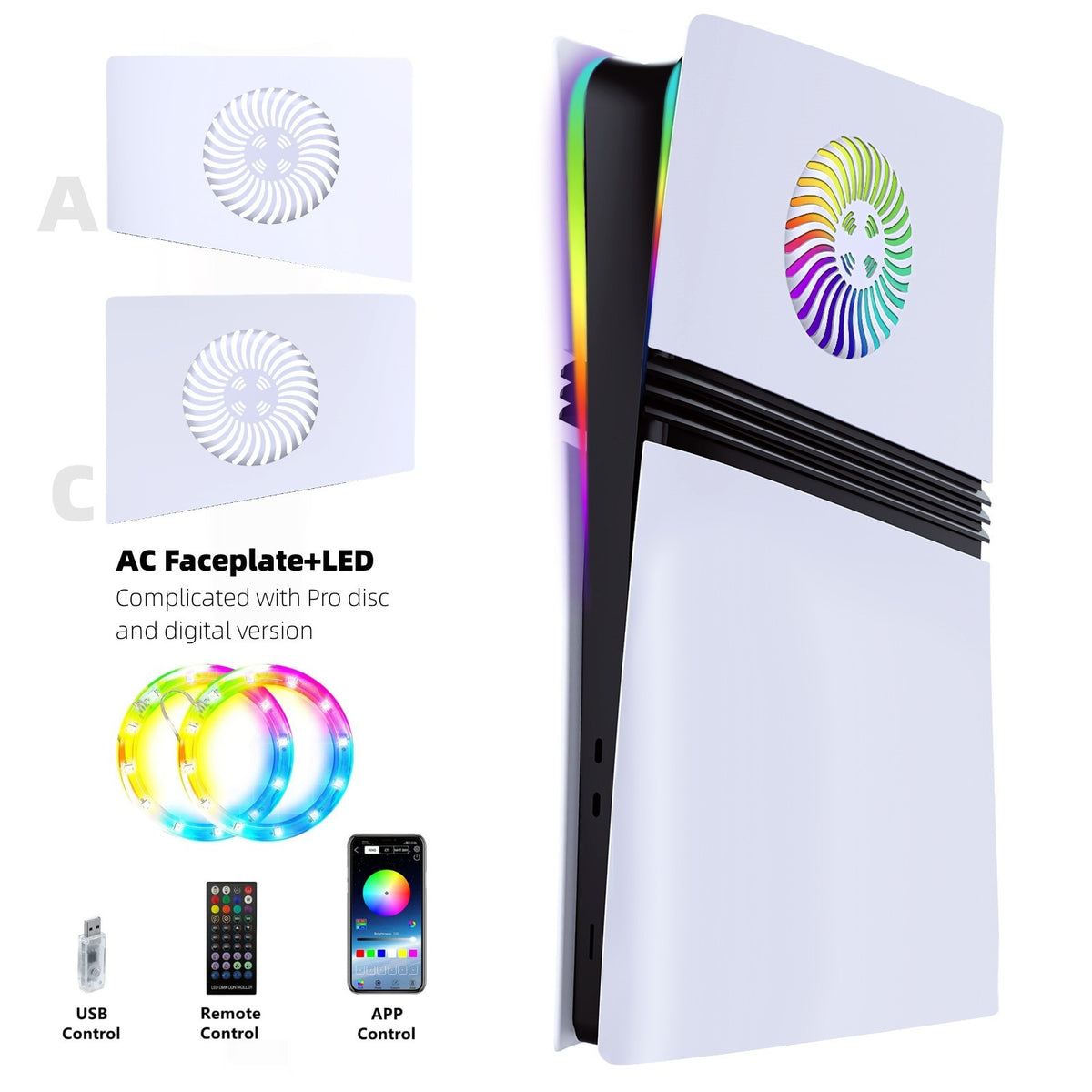 Upper Part Faceplate For PS5 Pro Disc&Digital Console Hard Plastic Replacement Shell A+C Plates Pro