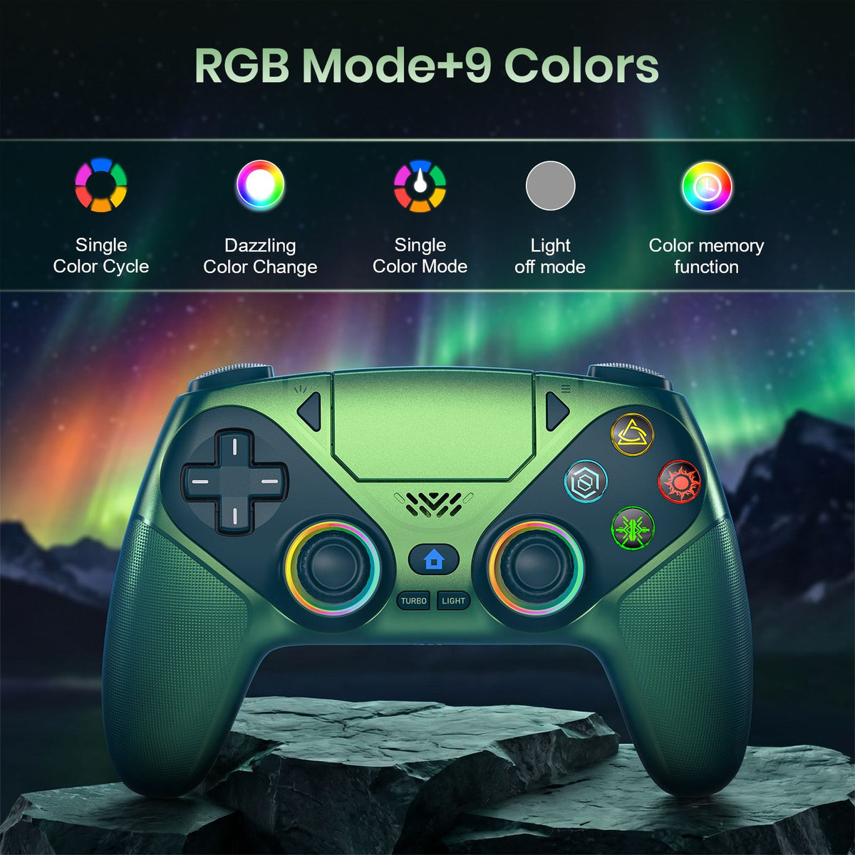 RGB Light Controller For PlayStation 5/PS5 Pro/Slim/PC Wireless Gamepad Marco/Turbo NO Drift Hall Effect Gaming Control Joystick