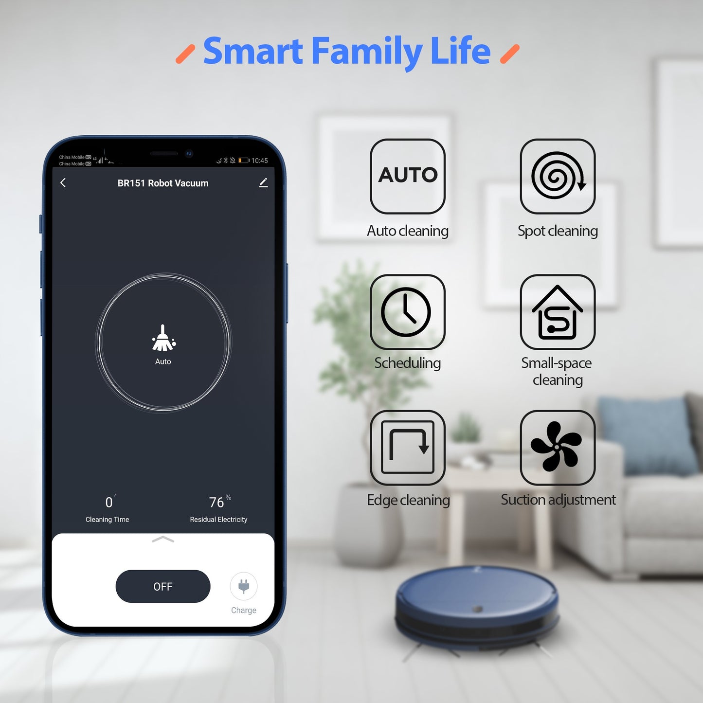 OMESER Blue Robot Vacuum and Mop Combo 2 in 1 Robot Mop and Vacuum 5000Pa Robotic Vacuum Cleaner Floor Carpet Washing Appliance