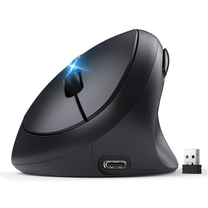 Mouse Sem Fio Ergonômico OUIO, Recarregável, Modo Duplo Bluetooth 5.4 e 2.4GHz, Clique Silencioso, para Laptop/PC/Mac