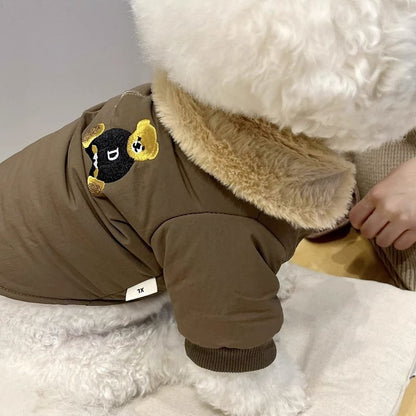 Jaqueta Fashion para Cães Down, Jaqueta de Inverno Quente para Cães, Estampa de Urso, Jaqueta para Cachorros, Casaco Macio e Fofo para Gatos, Roupas para Cães Bulldog Francês