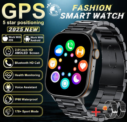 2025 New Military Dual-band GNSS GPS Smart Watch Men Compass 10ATM Waterproof Bluetooth Call Heart rate Sports Smart Watch Women
