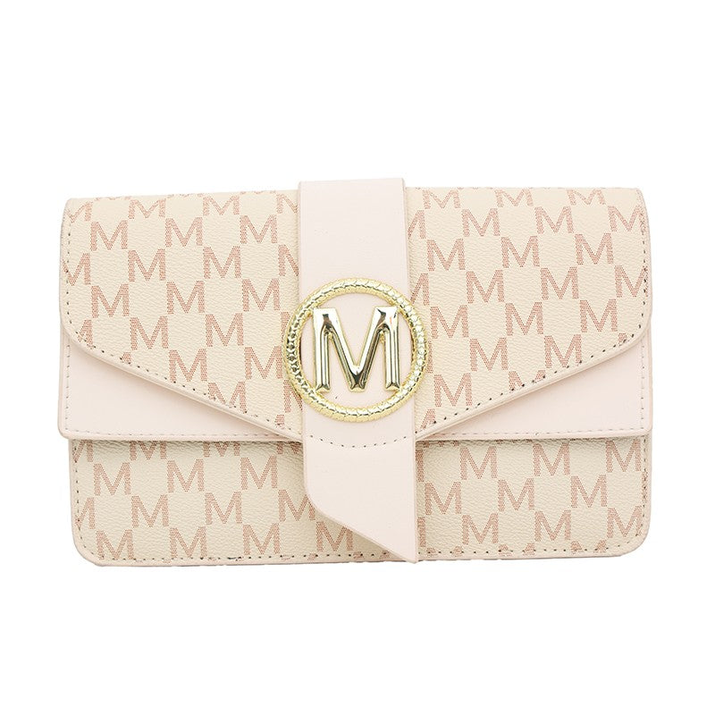 Women's retro shoulder bag, simple small square bag with printed lettering, stylish crossbody bag