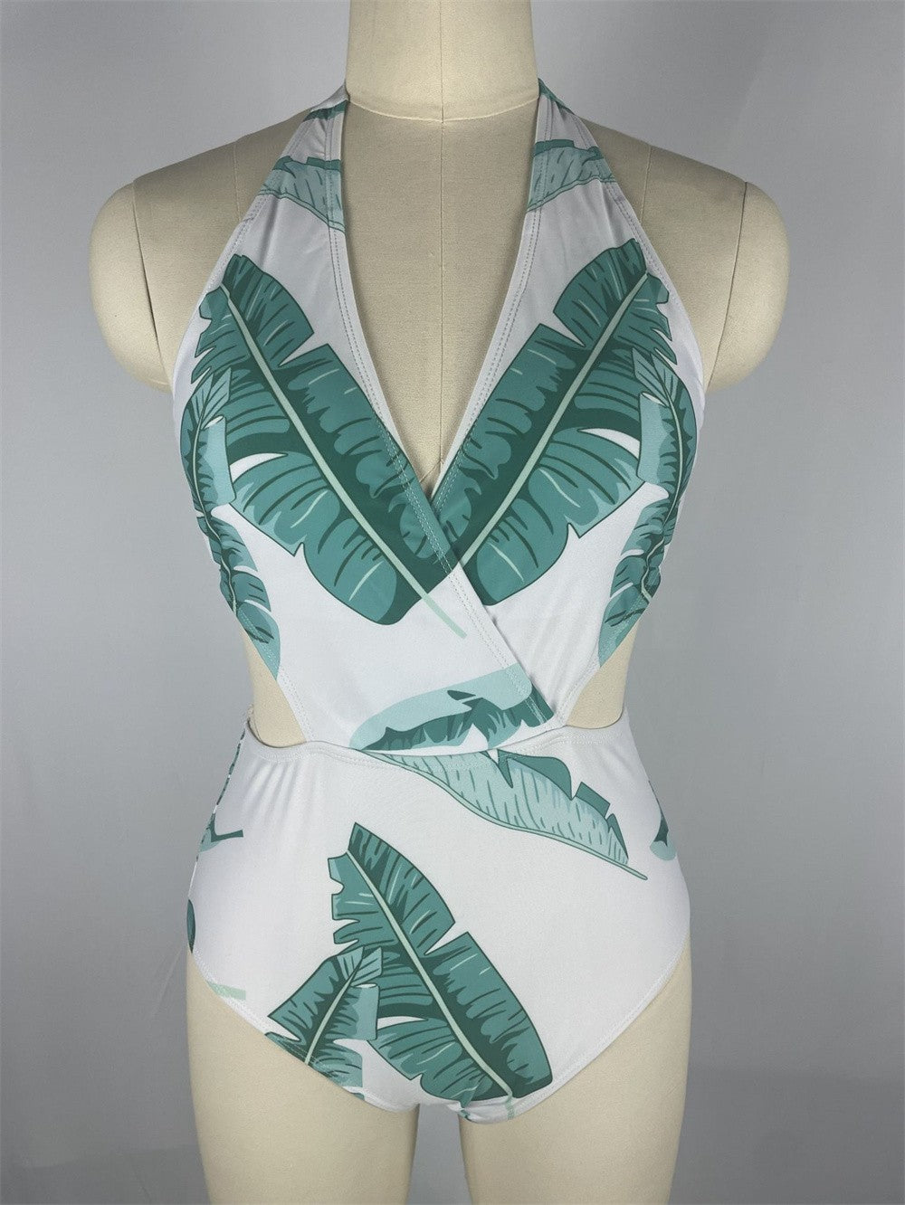 V-neck Halter Bikini Hollow Out Bandage Backless Monokini Vacation Swimwears Women Swimsuit Brazilian Beach Outfit Bathing Suits