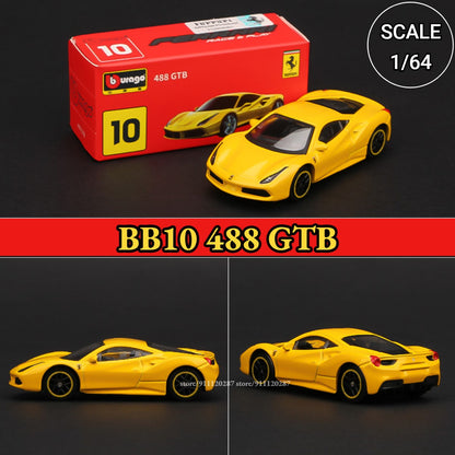 Bburago 1:64 Ferrari Modelo de Mini Carro, BB11 Enzo Réplica de Veículo de Metal F12tdf F40 458 488 GTB Miniatura de Metal Decoração de Casa Brinquedo de Menino