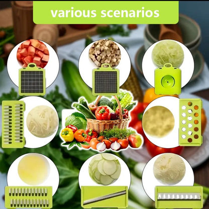 6-in-1 Vegetable Chopper - Kitchen Mandoline Slicer for Dicing, Julienne & Grating, Safe Food Prep with Container