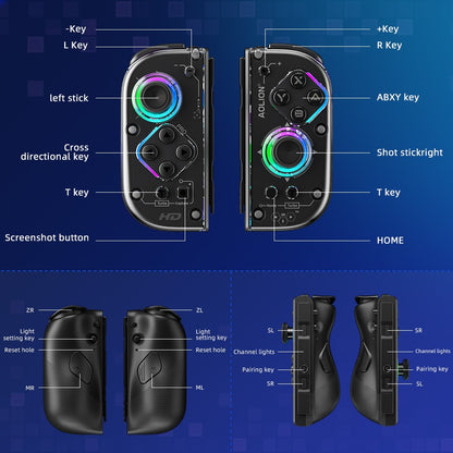 AOLION J20 Hall Joy-con Gamepad for NS2/Switch OLED/Switch NFC HD Shake Lite Left and Right Split Game Controller