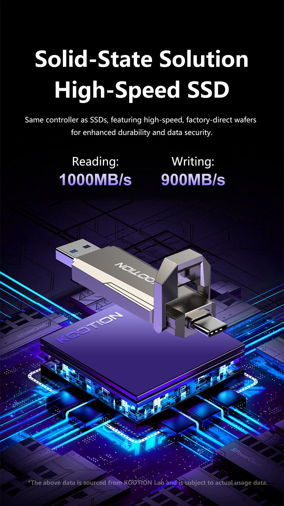 KOOTION U52 Type C USB 3.2 External Solid State Flash Drive 1TB 512GB 256GB Portable Pendrive for PC Laptop iPhone 16 Tablet