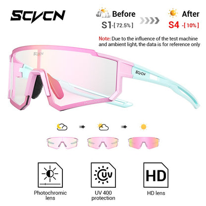Óculos de Sol Fotocromáticos SCVCN Óculos de Ciclismo para Esportes ao Ar Livre Masculino Feminino MTB Escalada Óculos de Condução para Bicicleta Novo