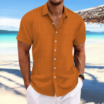 New retro style summer men's casual beach style shirt lapel short sleeve loose top Handsome shirt size S-3XL