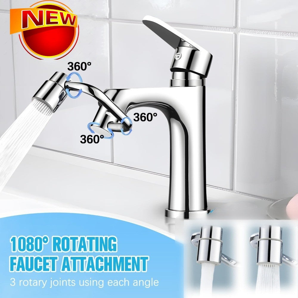 Extensor de Torneira de Cozinha Giratório 1080° com Spray, Aço Inoxidável, À Prova de Respingos, 2 Modos, Bico Arejador para Torneira de Pia