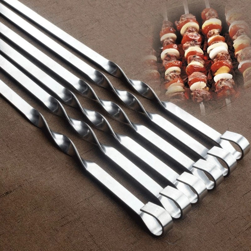 10/20/30/50/100Pcs Reusable Stainless Steel BBQ Skewers - Perfect for Outdoor Camping & Indoor Grilling Parties!