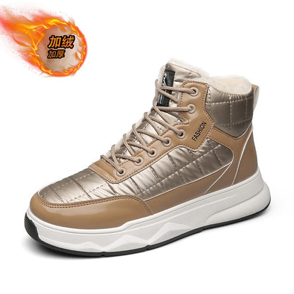 Trendy Silver Winter Boots Man High top Sneakers Outdoor Warm Plush Men's Snow Boots Platform Furry Ankle Boots Men Casual Boot