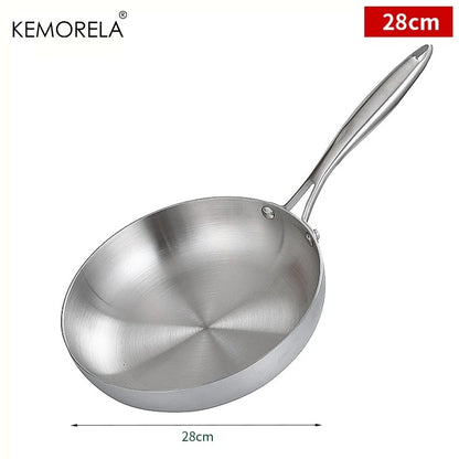 Frigideira de Aço Inoxidável 304 Antiaderente Panela para Bife Panela sem Revestimento Utensílios de Cozinha para Fogão a Gás e Cooktop de Indução