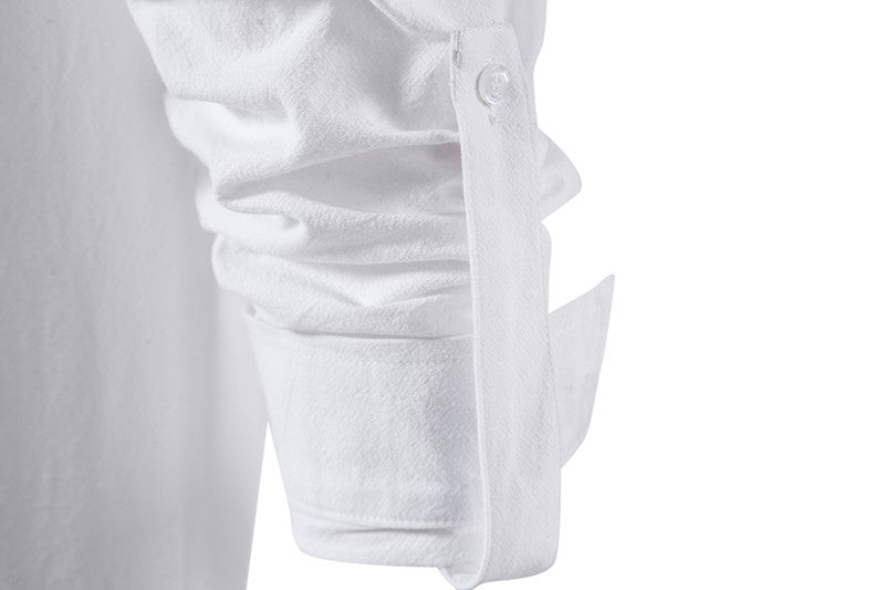 King Billion Men's Shirts Casual Men Cotton Linen Long Sleeve T-shirt Spring Autumn Vintage Shirt US Size Drawstring Neck