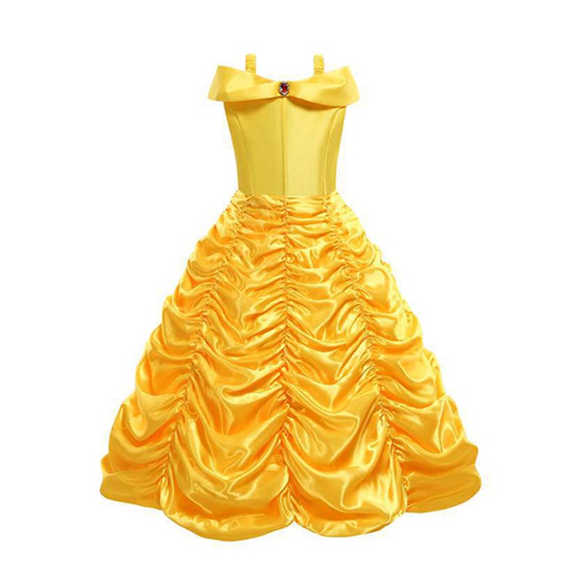 Disney Belle Princess Dress Halloween Cosplay Beauty and The Beast Costumes 2-10Y Girls Birthday Party Children Clothing Gown