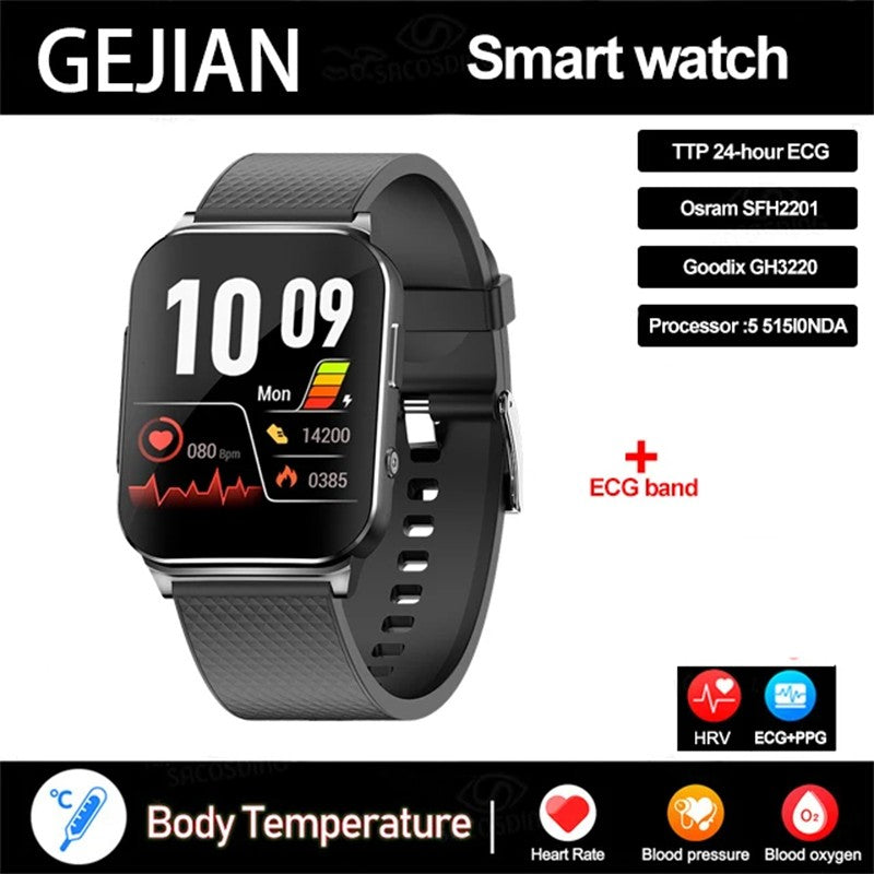 Smartwatch Inteligente 2025 NFC ECG Bomba de Ar Pressão Arterial Oxigênio no Sangue ECG+PPG Chamada Bluetooth NFC Para Homens e Mulheres Airbag