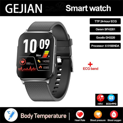 Smartwatch Inteligente 2025 NFC ECG Bomba de Ar Pressão Arterial Oxigênio no Sangue ECG+PPG Chamada Bluetooth NFC Para Homens e Mulheres Airbag