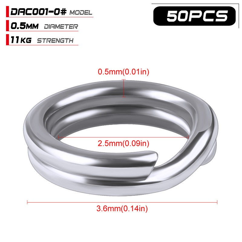 PROBEROS 50 Anéis Divididos para Pesca, Isca Rígida Crank, Prata, Aço Inoxidável 0#-12#, Acessórios Conectores de Pesca, Equipamento