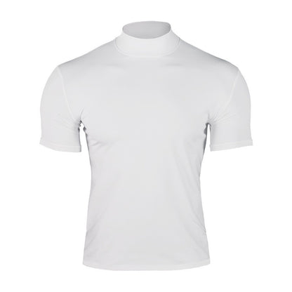 Cross-border Amazon 2024 summer solid color short-sleeved fashion bottoming shirt men's tight turtleneck T-shirt