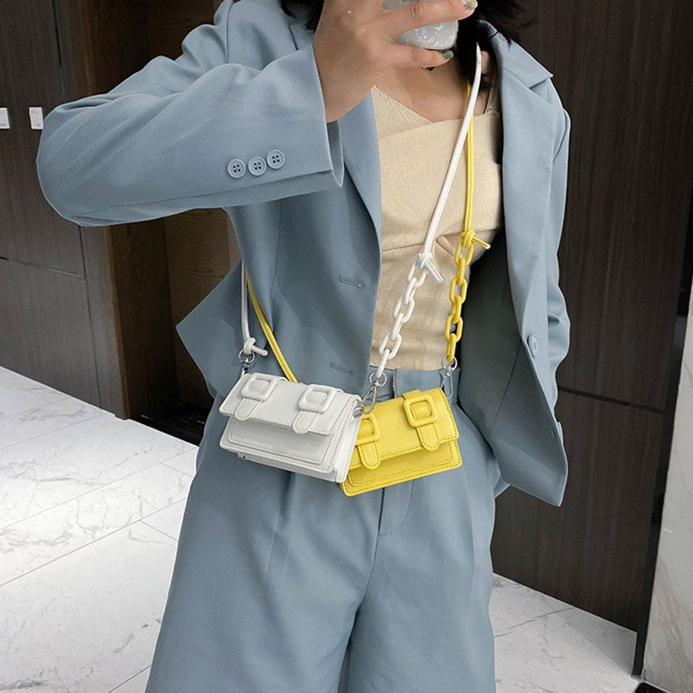 Mini Small Messenger Bags For Women Girl Chain Purse PU Leather Handbag Ladies Girl Crossbody Bags Designer 2022 Summer Yellow