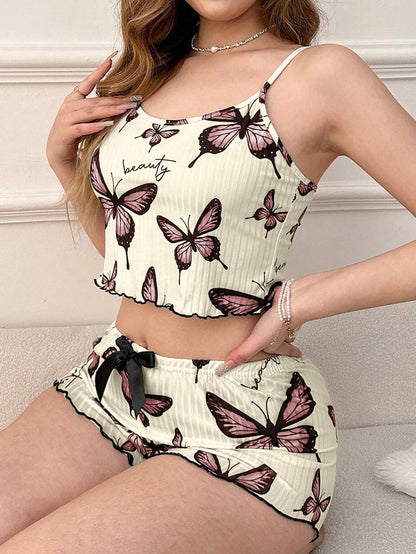 Casual Printed Pajamas For Women Two Pieces Sleepwear Women's Pajama Shorts Loungewear Sets Nightwear Female Home Suit Clothes
