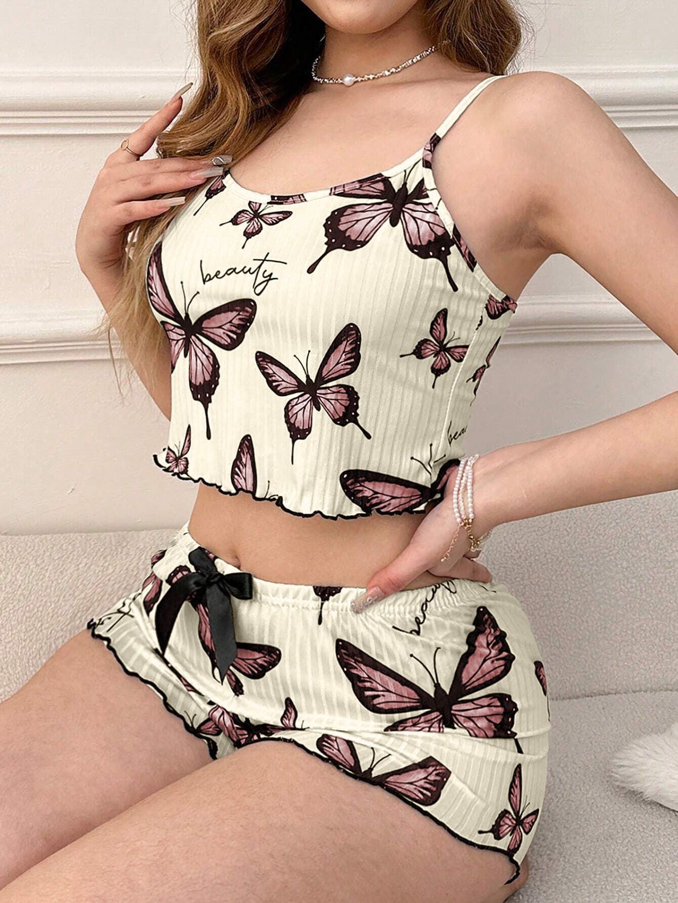 Casual Printed Pajamas For Women Two Pieces Sleepwear Women's Pajama Shorts Loungewear Sets Nightwear Female Home Suit Clothes