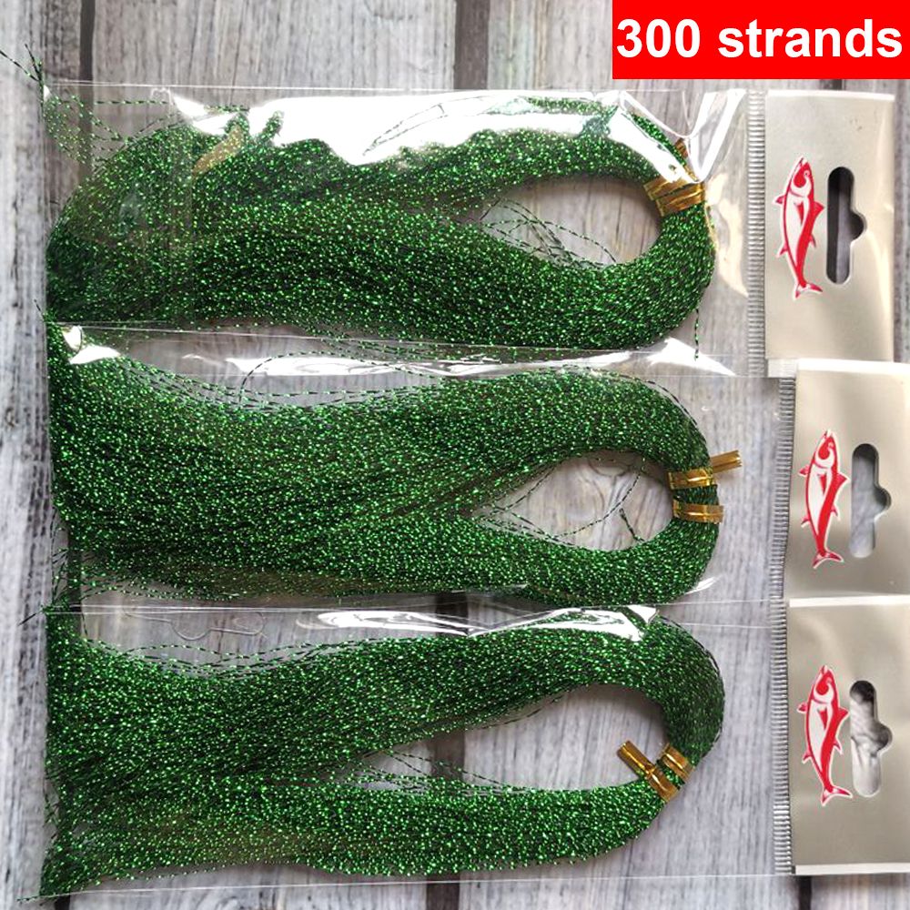 Pacote com 3 ou 10 unidades de 300 fios de tinsel torcido para iscas de pesca com mosca, linha de amarração, flash de cristal brilhante, material DIY