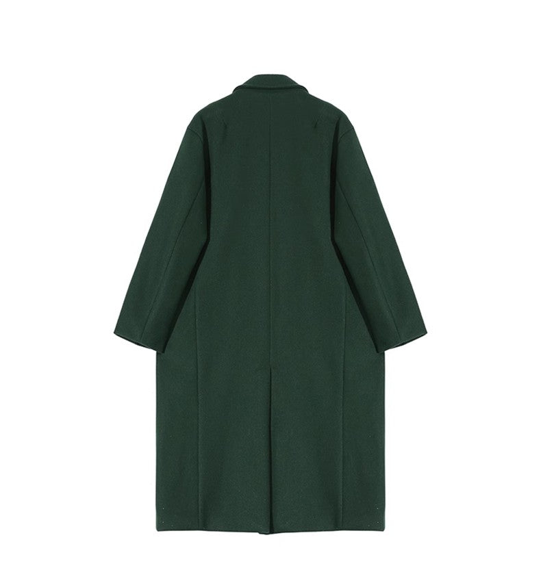 Mauroicardi Autumn Winter Long Warm Oversized Soft Dark Green Black Woolen Coat Men Loose Casual Korean Wool Blends Overcoat