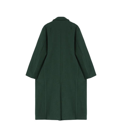 Mauroicardi Autumn Winter Long Warm Oversized Soft Dark Green Black Woolen Coat Men Loose Casual Korean Wool Blends Overcoat