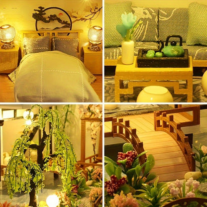 1 unidade, Casa de Bonecas de Madeira DIY, Kit de Montagem de Modelo, Quebra-cabeça 3D, Presentes de Aniversário e Natal para adolescentes e adultos, Micro Modelo de Decoração para Casa