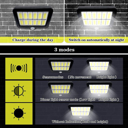 160LED Solar Powered Wall Light Waterproof Outdoor Motion Sensor Lighting Park Courtyard Fence Street Garden Decoration Lamp