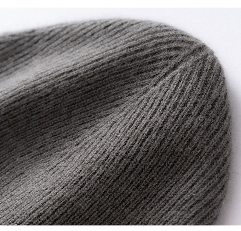 New Autumn Winter 100% Cashmere Hat Knitted Mountaineering Wool Hat Outdoor Skiing Double Layer Men and Women Thickened Warm