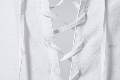 King Billion Men's Shirts Casual Men Cotton Linen Long Sleeve T-shirt Spring Autumn Vintage Shirt US Size Drawstring Neck