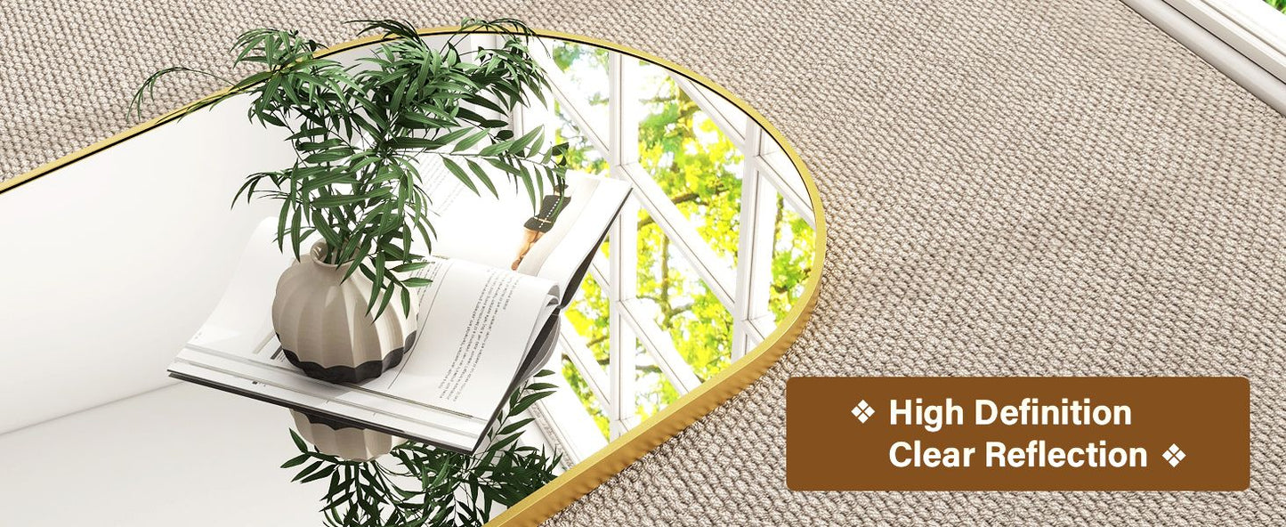 65"x24" Arched Full Length Mirror | Free Standing & Wall-Mounted | Full-Length Mirror with Stand | Modern Gold Mirror for Living