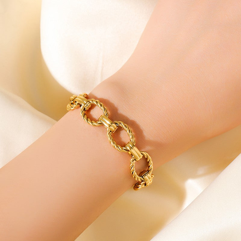 GANEMLY Conjunto de colar e pulseira de corrente de metal de aço inoxidável 316L para mulheres, gargantilhas de estilo punk, joias à prova d'água, presente feminino
