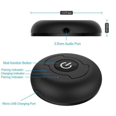 Bluetooth Spliter 5.0 Audio Transmitter for TV, PC Connect, 2 Headphones, 3.5mm AUX, Low Latency, Stereo Wireless Adapter