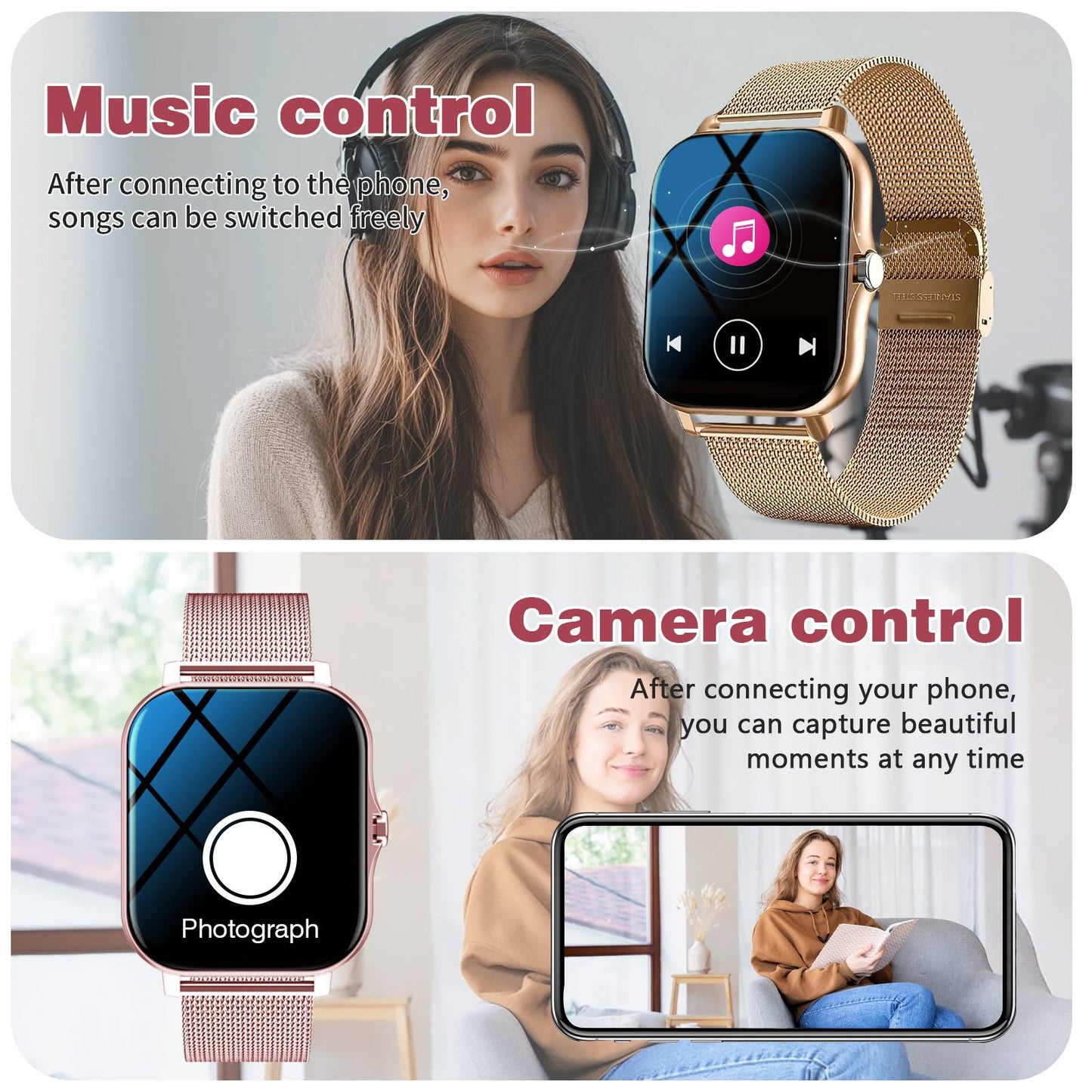 Smartwatch, phone answering/calling, multi-sport mode, message reminder view, suitable for men/women