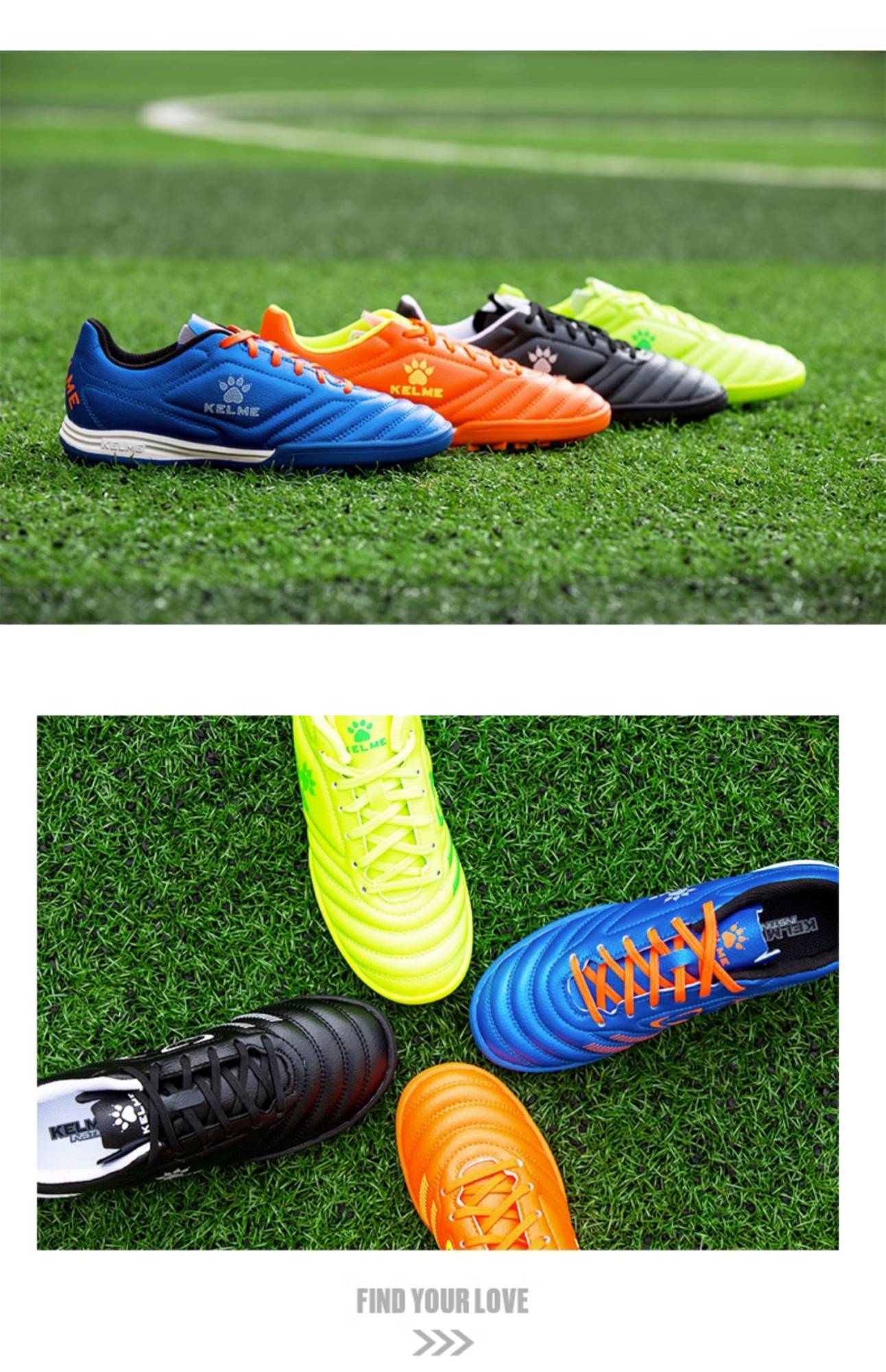 Kelme Tf Broken Nail Football Shoes Adult Youth Non-slip Football Shoes Artificial Grass Five-a-side Game Football Shoes Sports