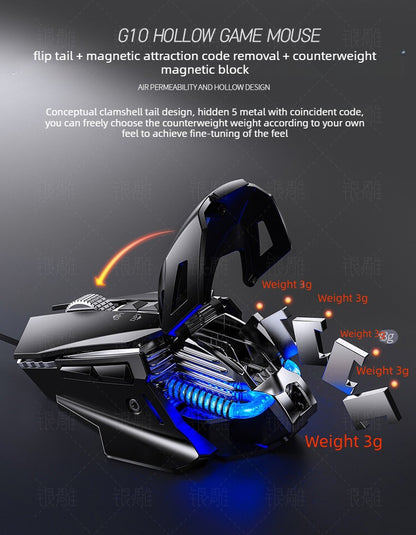 G10 Wired Mechanical Mouse RGB Backlit 200-7200DPI 6000FPS Macro Programming Gaming Mouse with Anti Interference Magnetic Ring