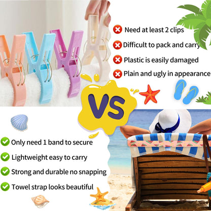 2 Pcs 11.8in Towel Bands for Beach Chairs Wide Windproof Beach Towel Straps  Elastic Bed Sheet Storage Belt Durable Bands Cruise