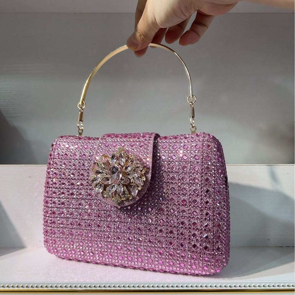 Sparkling Rhinestone Clutch Bag Lady Crystal Evening Purse Luxury Metal Handle Chain Handbag Wedding Party Dinner Diamond Bags