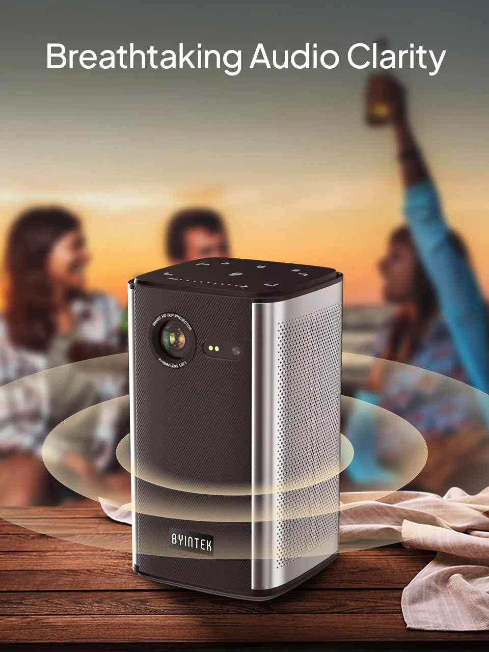 Projetor BYINTEK P70 4K 1080P DLP Mini Projetor Portátil para Home Theater Smart Wi-Fi & Bluetooth para Filmes & Jogos Com Bateria