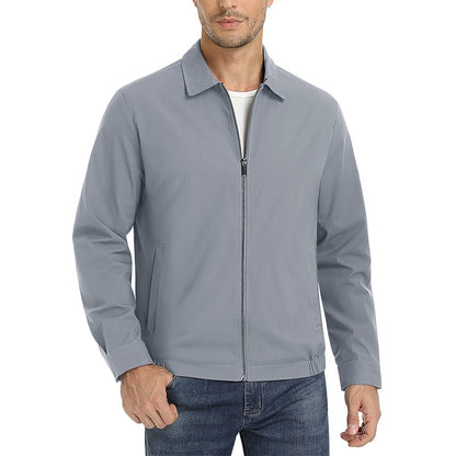 MAGCOMSEN Men's Zip-Front Golf Jacket Spring Summer Casual Jacket Solid Color Turn-down Collar Outerwear Hiking Fishing Travel